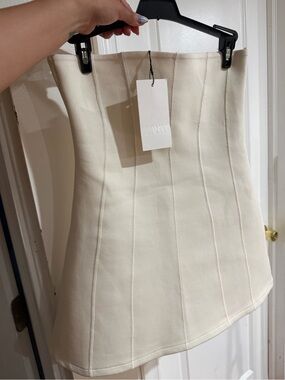 ZARA Cream A-Line Mini Skirt with Seam Panels